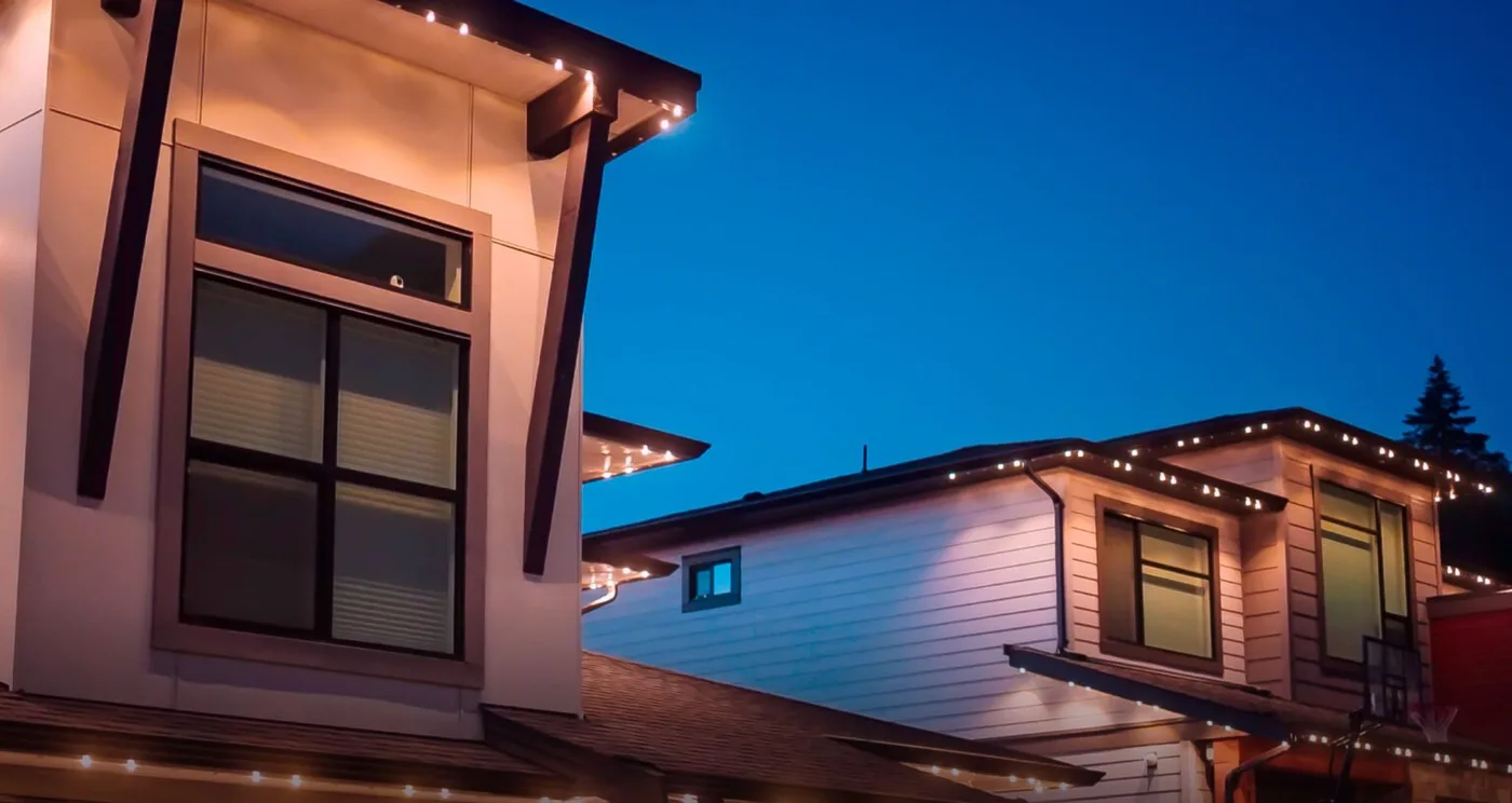 A home lit by Lumenary Pro for Patio Parties in August.